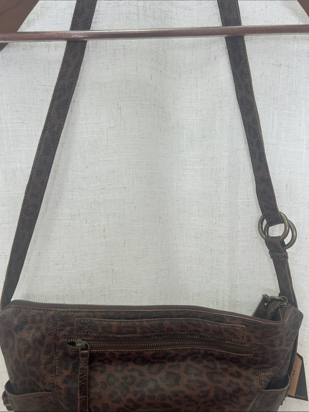 Frye And Company Brown Leopard Print Leather Crossbody Bag Brand New W/Tags